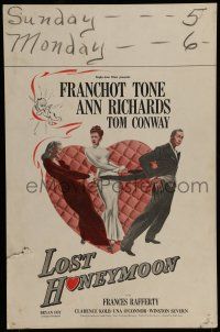 7c246 LOST HONEYMOON WC '47 Franchot Tone returns from WWII w/amnesia and a forgotten wife & kids!
