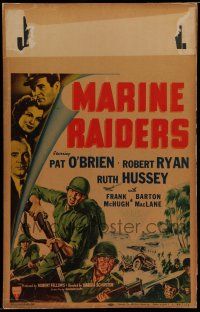7c256 MARINE RAIDERS WC '44 artwork of Pat O'Brien & Robert Ryan with rifles & bayonets in WWII!