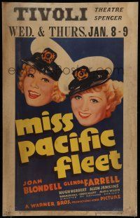 7c267 MISS PACIFIC FLEET WC '35 art of pretty Joan Blondell & Glenda Farrell in captain's hats!