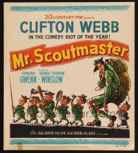 7c273 MR SCOUTMASTER WC '53 great artwork of Clifton Webb with Boy Scouts!