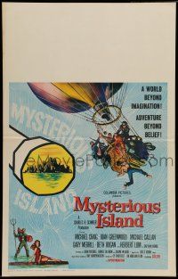 7c278 MYSTERIOUS ISLAND WC '61 Ray Harryhausen, Jules Verne sci-fi, cool hot-air balloon art!