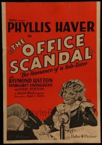7c286 OFFICE SCANDAL WC '29 artwork of sexy Phyllis Haver at desk, the romance of a sob-sister!