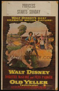 7c288 OLD YELLER WC '57 Dorothy McGuire, Fess Parker, art of Walt Disney's most classic canine!