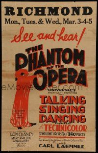 7c294 PHANTOM OF THE OPERA WC R30 see & hear Lon Chaney in talking, singing & dancing sequences!