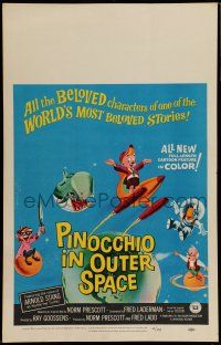 7c296 PINOCCHIO IN OUTER SPACE WC '65 great sci-fi cartoon artwork, explore new worlds of wonder!