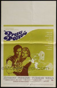 7c300 PRETTY POISON WC '68 cool artwork of psycho Anthony Perkins & crazy Tuesday Weld!