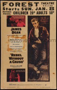 7c312 REBEL WITHOUT A CAUSE WC '55 Nicholas Ray, James Dean was a bad boy from a good family!