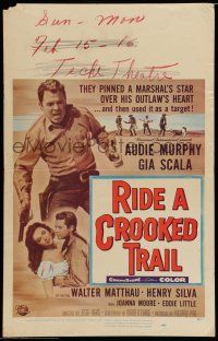 7c316 RIDE A CROOKED TRAIL WC '58 they pinned a marshal's star over Audie Murphy's outlaw heart!