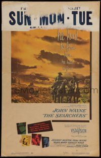 7c328 SEARCHERS WC '56 classic art of John Wayne & Jeff Hunter in Monument Valley, John Ford