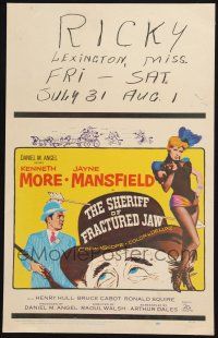7c332 SHERIFF OF FRACTURED JAW WC '59 sexy burlesque Jayne Mansfield, sheriff Kenneth More!