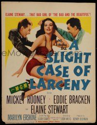 7c335 SLIGHT CASE OF LARCENY WC '53 Mickey Rooney, Eddie Bracken & sexy bad girl Elaine Stewart!