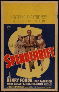 7c342 SPENDTHRIFT WC '36 rich Henry Fonda blows all his money, Mary Brian & Pat Paterson!