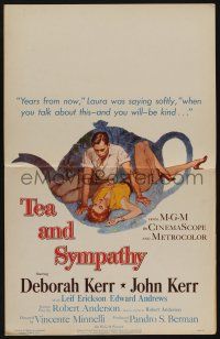 7c363 TEA & SYMPATHY WC '56 great artwork of Deborah Kerr & John Kerr by Gale, classic tagline!