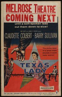 7c367 TEXAS LADY WC '55 they were giants until soft-spoken Claudette Colbert cut them down to size!