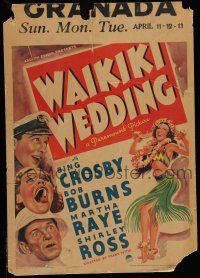 7c400 WAIKIKI WEDDING WC '37 great art of Martha Raye & Bing Crosby + sexy Hawaiian hula girl!