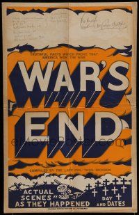 7c402 WAR'S END WC '34 documentary from WWI chaplain against war, using actual footage, ultra rare!