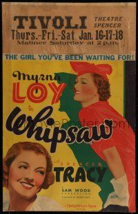 7c409 WHIPSAW WC '35 two images of beautiful Myrna Loy, the girl you've been waiting for!