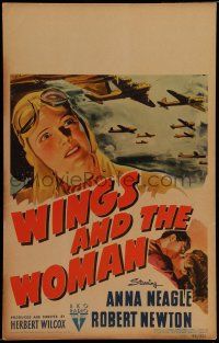 7c412 WINGS & THE WOMAN WC '42 art of Anna Neagle playing Amy Johnson, famous female aviator!