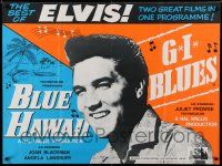 7f501 BLUE HAWAII/G.I. BLUES British quad '70s English double bill, great close up of the King!