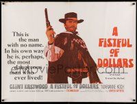 7f518 FISTFUL OF DOLLARS British quad '67 Sergio Leone, intro the man with no name, Clint Eastwood!
