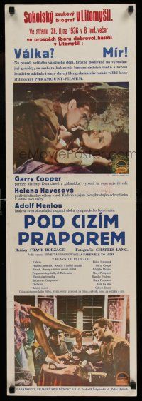 7f090 FAREWELL TO ARMS Czech 13x38 '32 Gary Cooper, Helen Hayes, Ernest Hemingway, Menjou!
