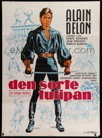 7f603 BLACK TULIP Danish '65 full-length artwork of heroic swashbuckler Alain Delon!