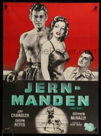 7f643 IRON MAN Danish '52 Jeff Chandler in the ring, sexy Evelyn Keyes, boxing!