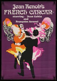 7f488 FRENCH CANCAN English 23x33 '55 Jean Renoir, best art of Moulin Rouge showgirls by Gruau!