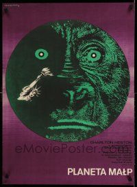 7f746 PLANET OF THE APES Polish 23x32 '69 classic sci-fi, cool completely different Lipinski art!