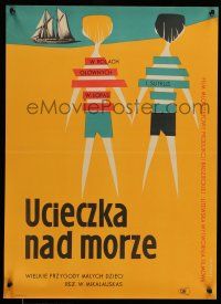 7f721 ZYDRASIS HORIZONTAS Polish 17x23 '60 Opalka artwork of runaway boys!