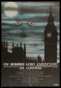 7f397 AMERICAN WEREWOLF IN LONDON Spanish '81 John Landis, David Naughton, Griffin Dunne, ZEN art!