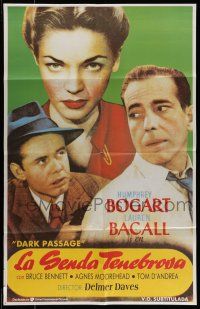 7f432 DARK PASSAGE Spanish R90s great close up of Humphrey Bogart & sexy Lauren Bacall + Young!