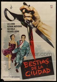 7f442 GARMENT JUNGLE Spanish '61 Lee J. Cobb, Gia Scala, Mac art of bloody scissors!
