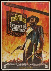 7f449 HIGH PLAINS DRIFTER Spanish '73 classic art of Clint Eastwood holding gun & whip by Mac!