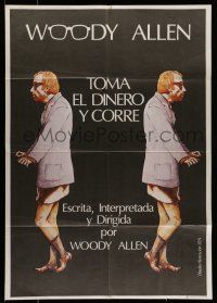 7f483 TAKE THE MONEY & RUN Spanish R80 wacky Woody Allen mugshot in classic mockumentary!