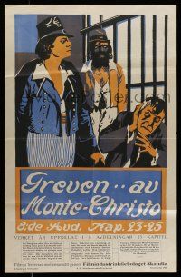 7f073 GREVEN AV MONTE CHRISTO Swedish '65 The Count of Monte Cristo, great prison artwork!