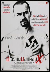 7f198 AMERICAN HISTORY X Thai poster '98 B&W image of Edward Norton as skinhead neo-Nazi!