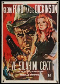 7f142 LAST CHALLENGE Turkish '73 great different art of Glenn Ford & sexy Angie Dickinson!