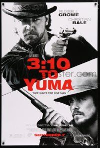 7g003 3:10 TO YUMA teaser DS 1sh '07 cowboys Russell Crowe & Christian Bale, cool design!