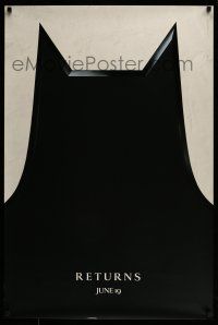7g078 BATMAN RETURNS dated style teaser DS 1sh '92 Tim Burton, cool shadowy bat image!
