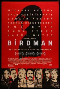 7g091 BIRDMAN cast style DS 1sh '14 Michael Keaton, Zach Galifianakis, Edward Norton & Emma Stone!