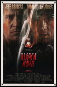 7g098 BLOWN AWAY advance DS 1sh '94 cool intense image of Jeff Bridges & Tommy Lee Jones!