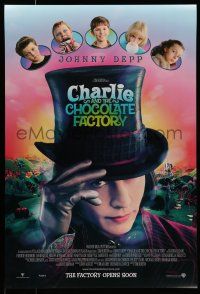 7g124 CHARLIE & THE CHOCOLATE FACTORY close-up opens soon style advance DS 1sh '05 Depp, Burton!