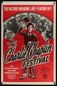 7g126 CHARLIE CHAPLIN FESTIVAL 1sh R1960s a record-breaking laff-feature hit, great images!