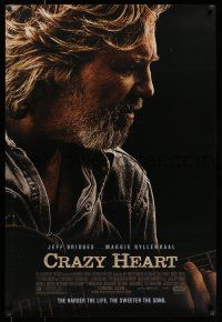 7g154 CRAZY HEART advance DS 1sh '09 great image of country music singer Jeff Bridges!