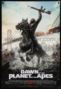 7g172 DAWN OF THE PLANET OF THE APES style C advance DS 1sh '14 great image of ape on horseback!