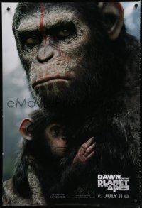 7g171 DAWN OF THE PLANET OF THE APES style B teaser DS 1sh '14 close-up of Caesar w/ his son!