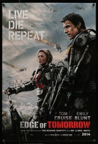7g210 EDGE OF TOMORROW 2014 teaser DS 1sh '14 Tom Cruise & Emily Blunt, live, die, repeat!