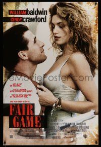 7g234 FAIR GAME advance DS 1sh '95 sexy Cindy Crawford & William Baldwin as cop on the edge!