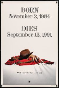7g255 FREDDY'S DEAD style A teaser 1sh '91 cool image of Krueger's sweater, hat, and claws!
